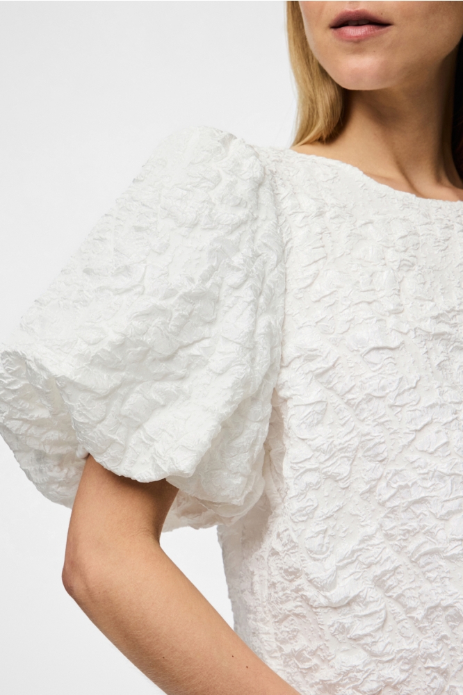 PCGRETCHEN SS O-NECK TOP WVN D2D PP 17163266 CLOUD DANCER